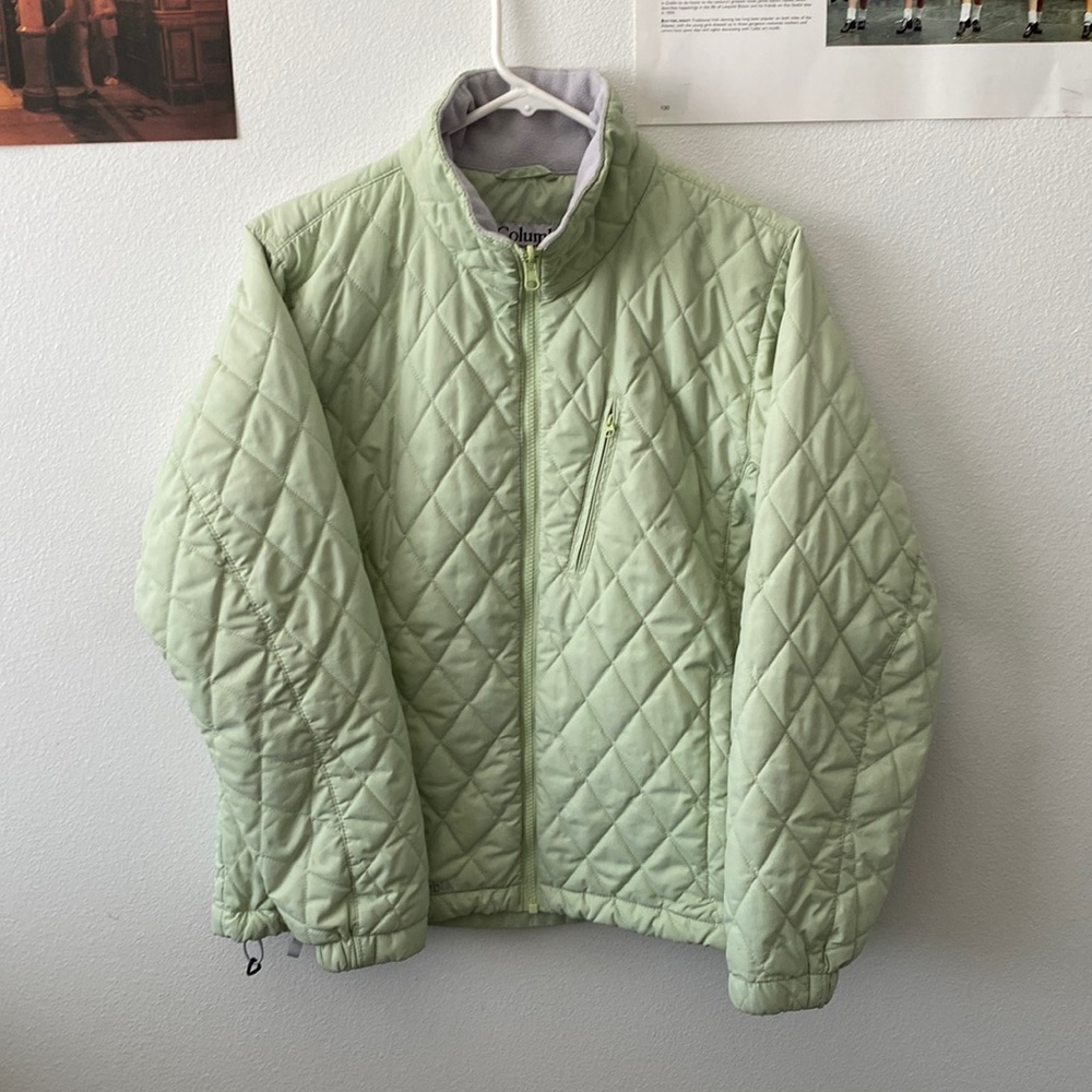 PALE GREEN COLUMBIA QUILTED COAT